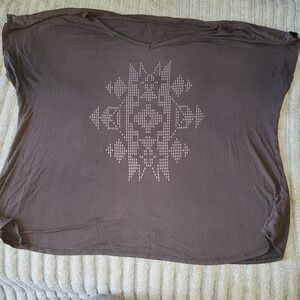 Cato Women's 22/24W Black Short Sleeve Pullover Shirt Top Embellished w/Arrows